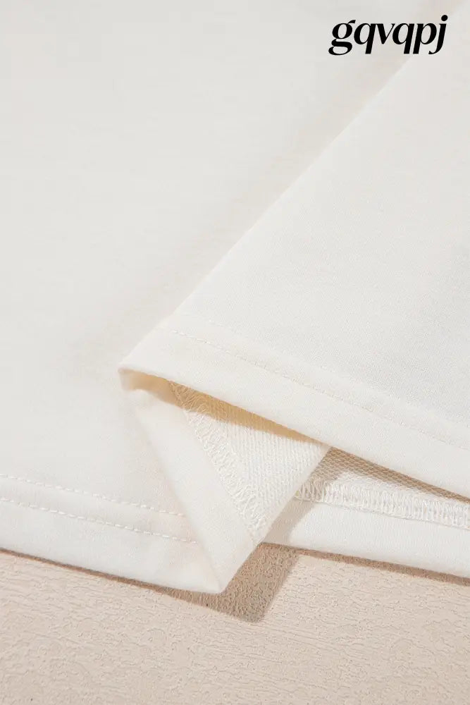 beige cropped tee high waist skirt - Two Piece Sets/Short Sets