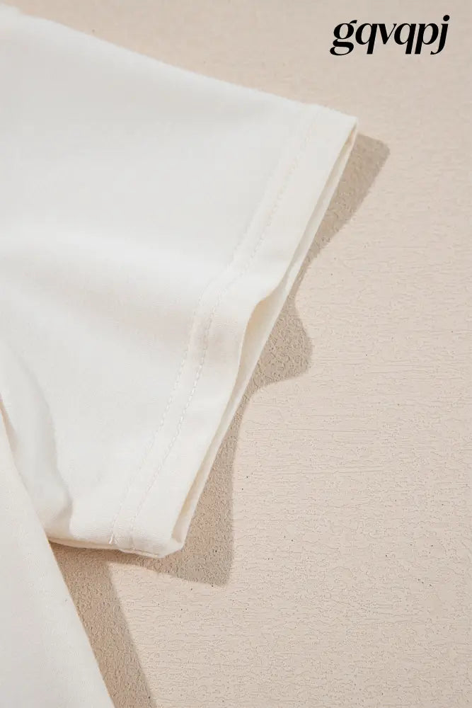 beige cropped tee high waist skirt - Two Piece Sets/Short Sets