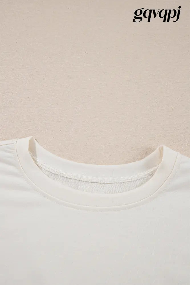 beige cropped tee high waist skirt - Two Piece Sets/Short Sets