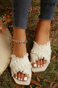 beige-tassel-woven-crossed-straps-flat-slippers - Beige / 37 - Shoes & Bags/Slippers