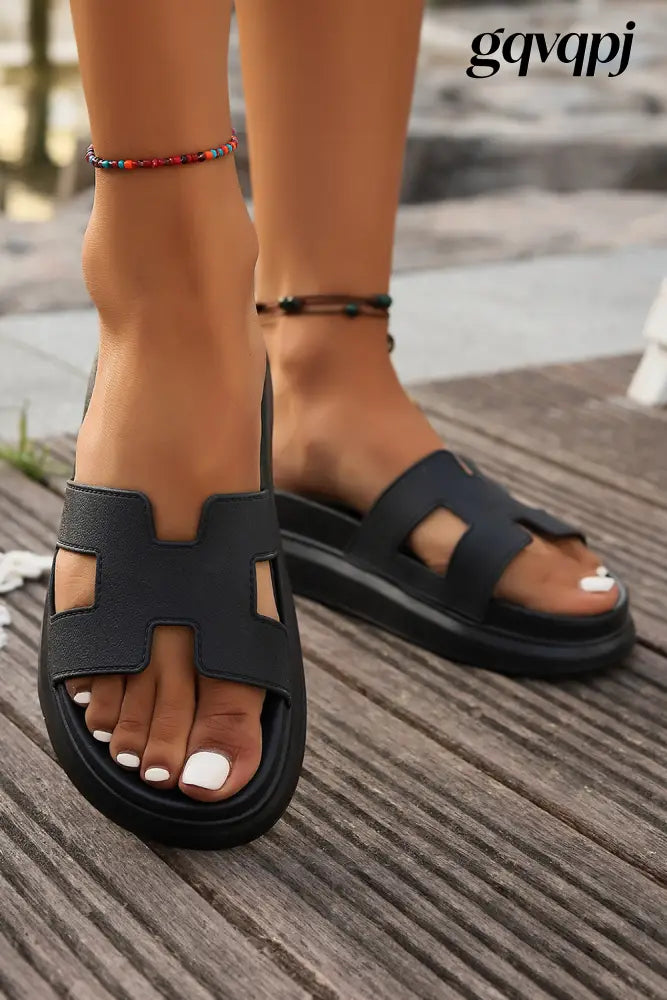 black-cutout-platform-slippers-open-toe - Shoes & Bags/Slippers