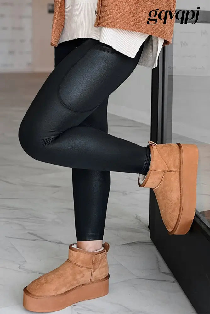 black-v-crossover-high-waisted-leggings - Bottoms/Leggings