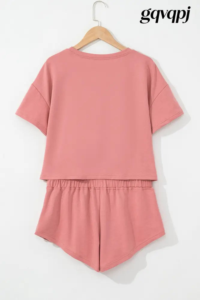 blossom-cropped-tee-high-waist-skirt-set - Two Piece Sets/Short Sets