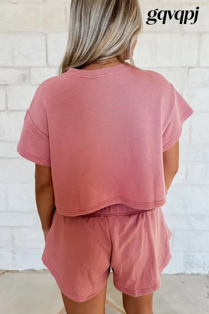 blossom-cropped-tee-high-waist-skirt-set - Two Piece Sets/Short Sets