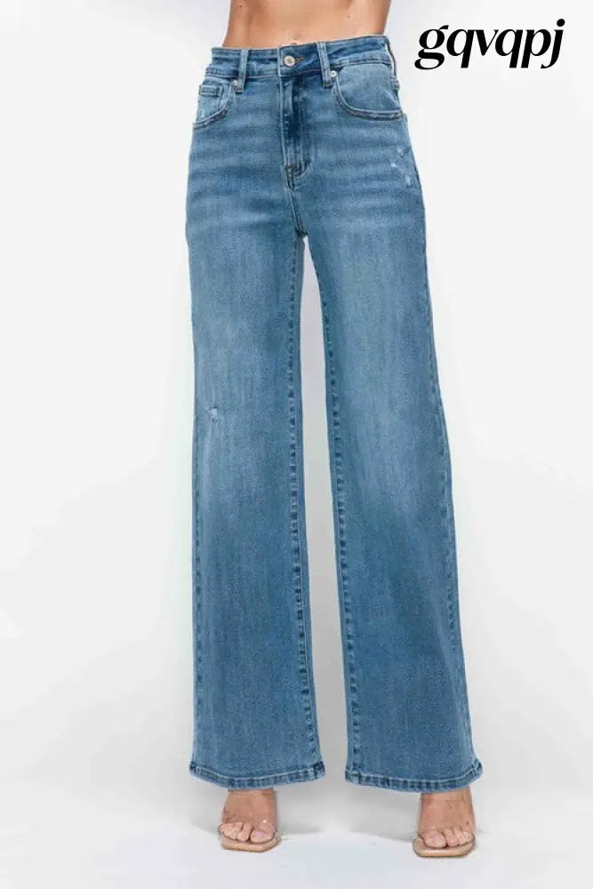 bytos-full-size-high-rise-wide-leg-jeans-with-pockets - 9(29) / Medium - Women’s Clothing