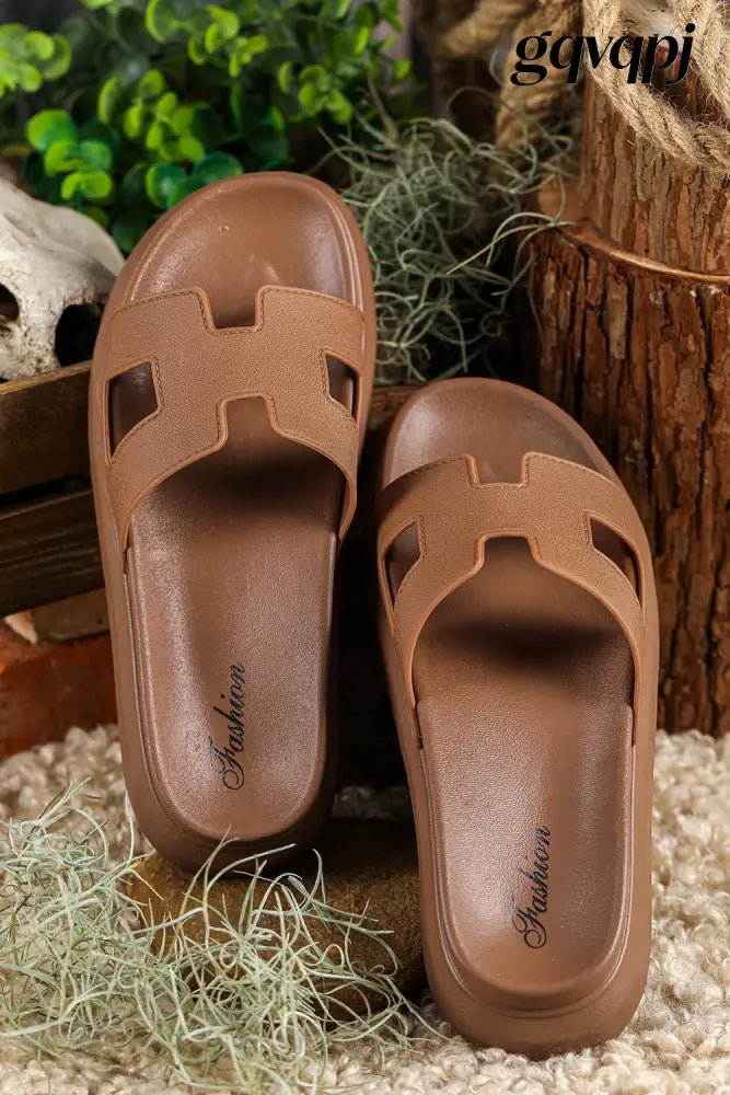 chestnut-cutout-platform-slippers-open-toe - Shoes & Bags/Slippers