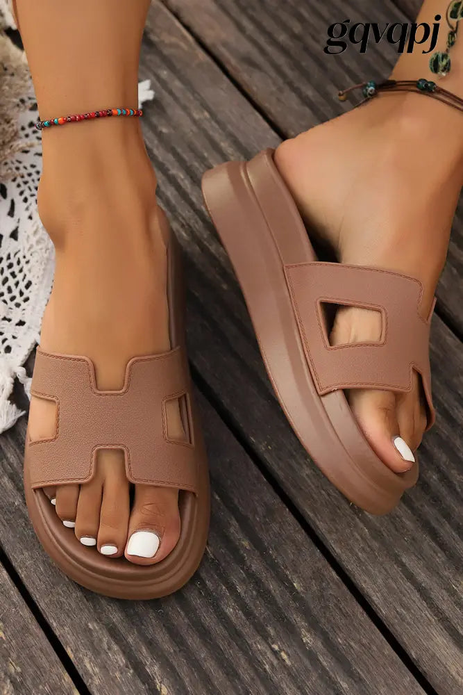 chestnut-cutout-platform-slippers-open-toe - Shoes & Bags/Slippers