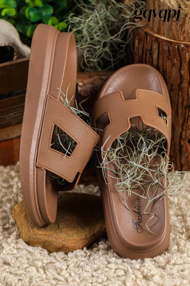 chestnut-cutout-platform-slippers-open-toe - Shoes & Bags/Slippers
