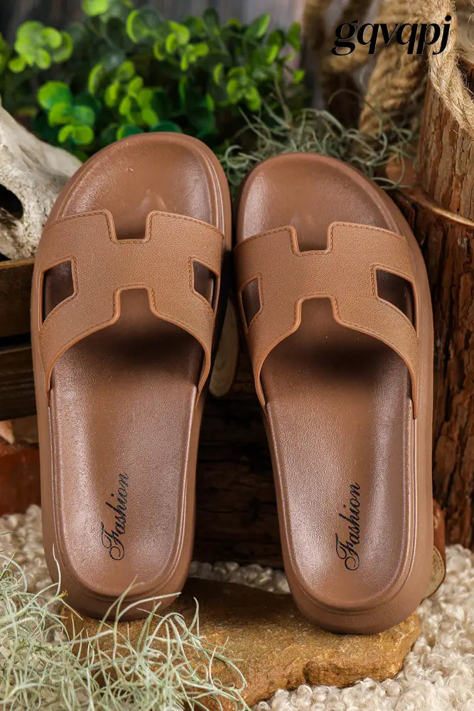 chestnut-cutout-platform-slippers-open-toe - Shoes & Bags/Slippers