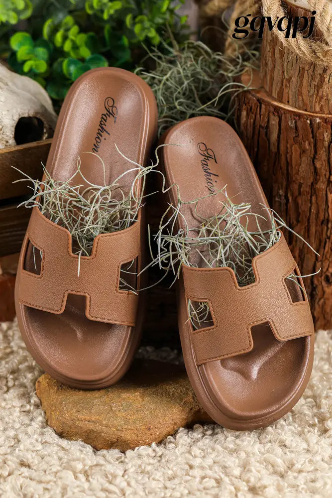 chestnut-cutout-platform-slippers-open-toe - Shoes & Bags/Slippers