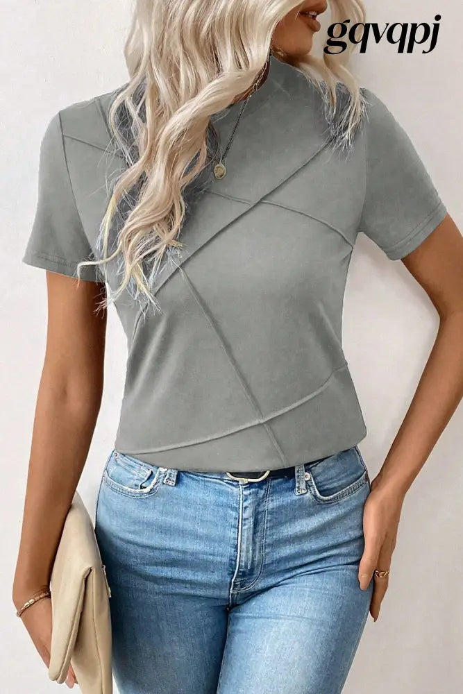 cloud-touch-gray-short-sleeved - Tops/Tops & Tees