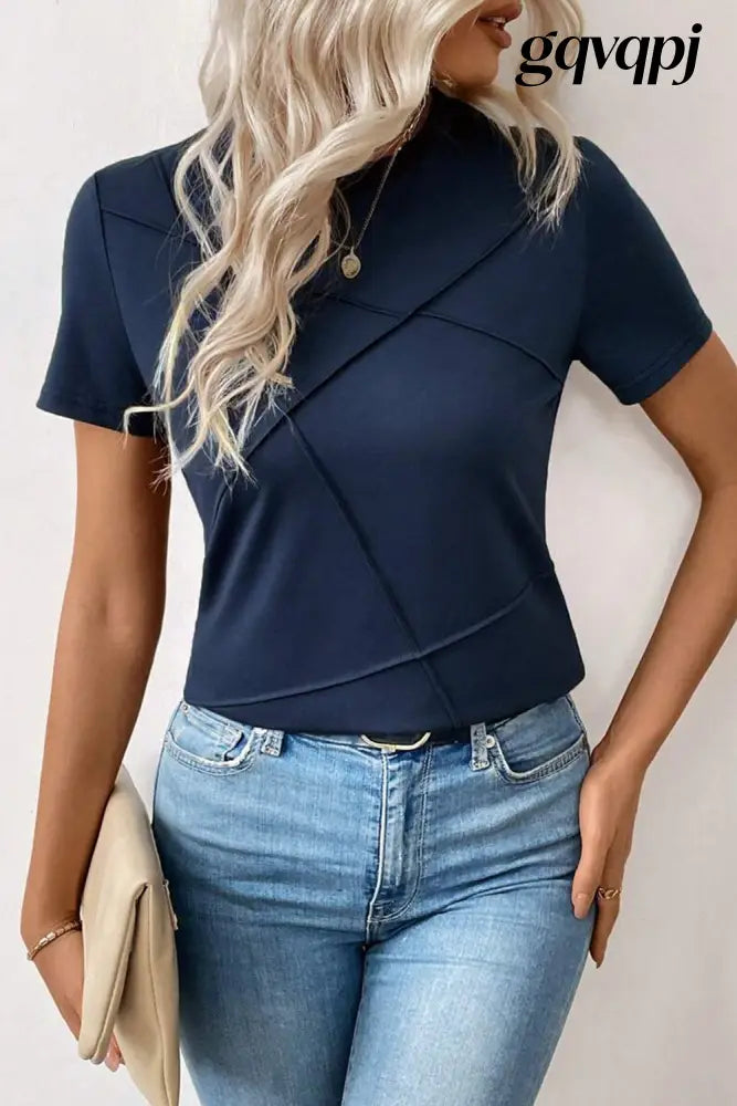 cloud-touch-navy-blue-short-sleeve - Tops/Tops & Tees