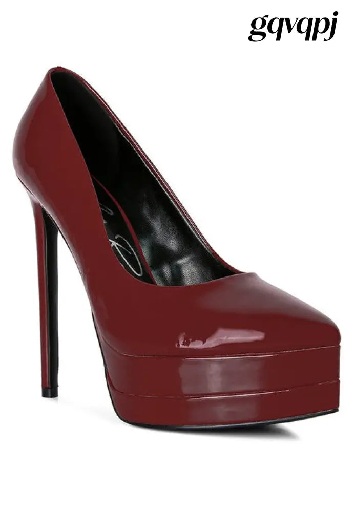 cuddles-patent-pu-high-heeled-sandals - 6 / Burgundy - Heels