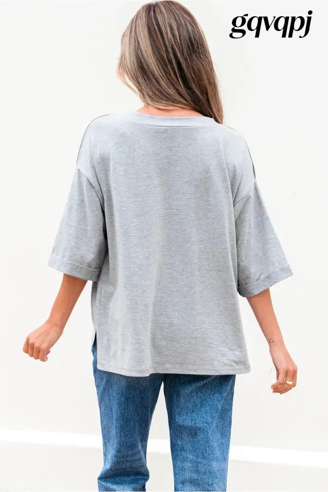 high-raglan-half-sleeve-v-neck-oversized-t-shirt - Tops/Tops & Tees