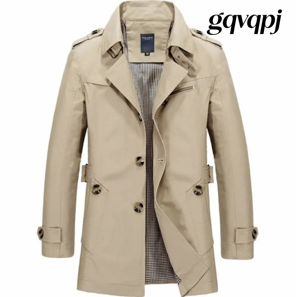 Mens Classic Trench Coat Hoted - S / Beige - Jackets & Coats